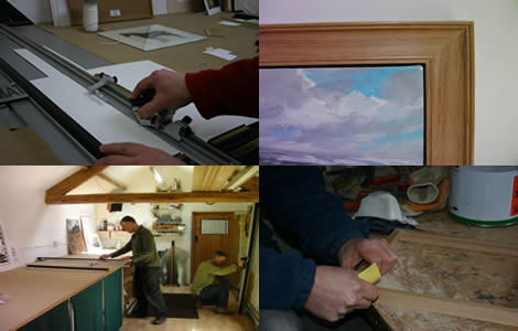 Montage of picture framing activities
